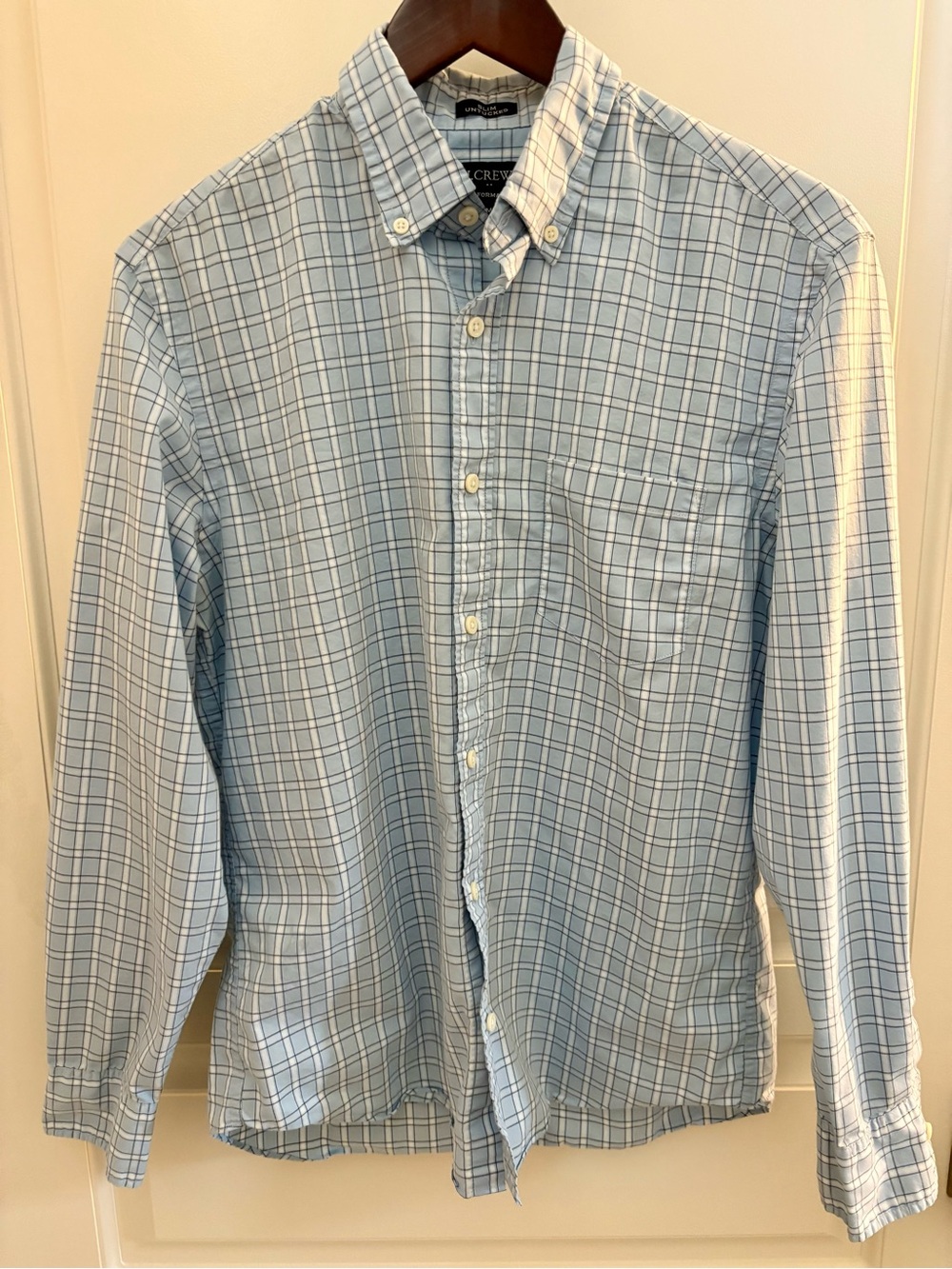 J.Crew Performance Slim Untucked Blue Windowpane Check Shirt Men’s M - Picture 2 of 4